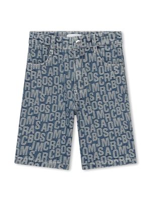 Marc Jacobs Kids monogram-jacquard denim shorts - Blue