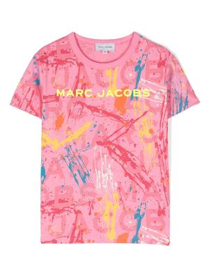Marc Jacobs Kids painterly-print logo T-shirt - Pink