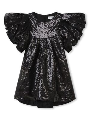 Marc Jacobs Kids puff-sleeved sequinned flared dress - Black