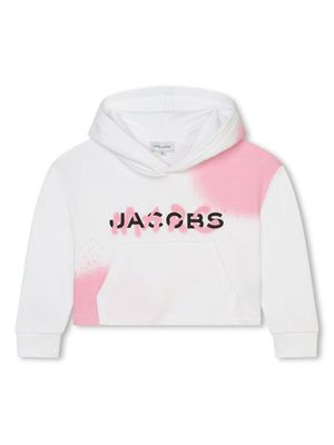 Marc Jacobs Kids spray paint-effect dropped hoodie - White