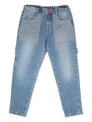Marc Jacobs Kids striped patch pockets denim - Blue