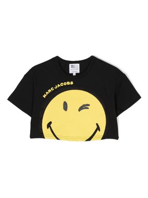 Marc Jacobs Kids x Smiley Word cotton crop top - Black