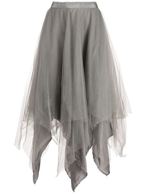 Marc Le Bihan asymmetric silk midi skirt - Purple