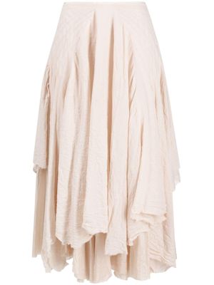 Marc Le Bihan distressed-effect asymmetric wool midi skirt - Neutrals