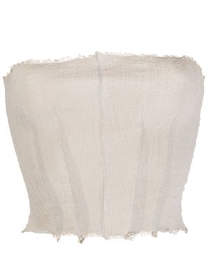 Marc Le Bihan frayed strapless tube top - Neutrals