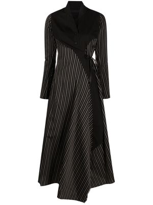 Marc Le Bihan stripe-pattern cotton-blend dress - Black
