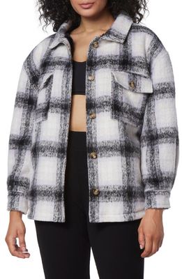 Marc New York Performance Faux Fur Lined Plaid Shirt Jacket in Ivory/Black
