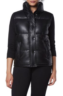 Marc New York Performance Faux Leather Puffer Vest in Black