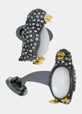 Marcasite %26 Mother-of-Pearl Penguin Cuff Links