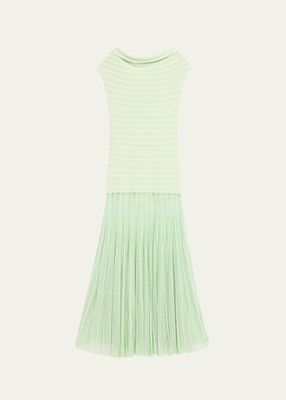 Marce Off-the-Shoulder Pleated Knit Maxi Dress