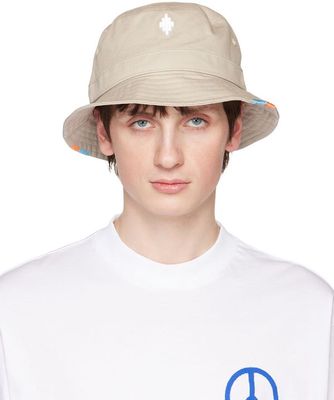 Marcelo Burlon County of Milan Beige Cross Stitching Bucket Hat
