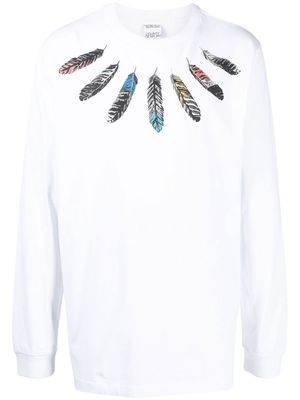 Marcelo Burlon County of Milan Collar Feathers long-sleeved T-shirt - White