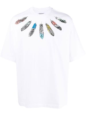 Marcelo Burlon County of Milan Collar Feathers Over printed T-shirt - White