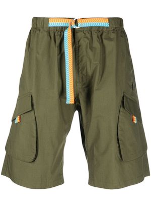 Marcelo Burlon County of Milan contrasting-belt cotton cargo shorts - Green
