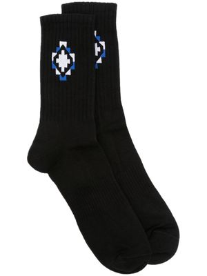 Marcelo Burlon County of Milan Cross-jacquard ankle-length socks - Black