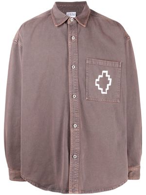 Marcelo Burlon County of Milan Cross-motif long-sleeved shirt - Brown