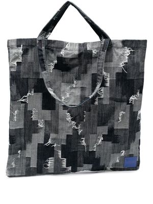 Marcelo Burlon County of Milan denim patchwork distressed tote bag - Blue