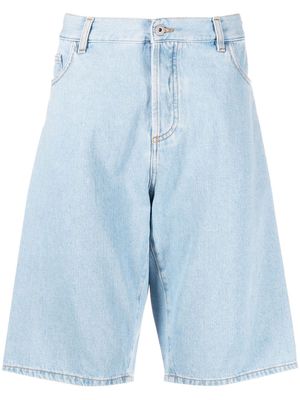 Marcelo Burlon County of Milan embroidered knee-length denim shorts - Blue