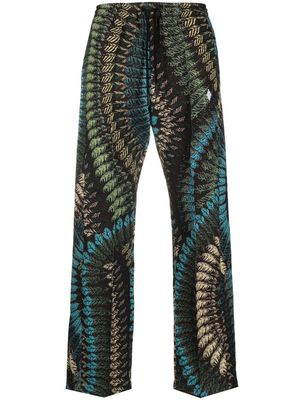 Marcelo Burlon County of Milan feather-pattern loose-fit trousers - Brown