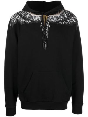 Marcelo Burlon County of Milan feather print cotton hoodie - Black