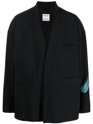 Marcelo Burlon County of Milan feather-print kimono-inspired blazer - Black