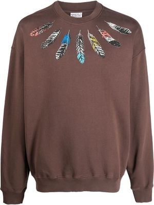 Marcelo Burlon County of Milan feather-print sweatshirt - Brown