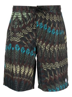 Marcelo Burlon County of Milan feather-print swim shorts - Brown