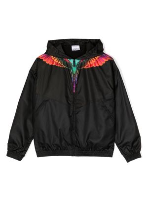 Marcelo Burlon County of Milan feather-print zipped cotton jacket - Black