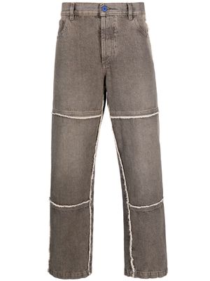 Marcelo Burlon County of Milan frayed-trim straight-leg jeans - Grey