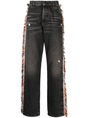 Marcelo Burlon County of Milan fringe-detail straight-leg jeans - Black