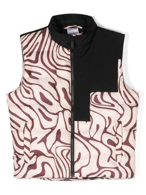 Marcelo Burlon County Of Milan Kids abstract-pattern print zip-up gilet - Black