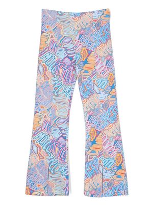 Marcelo Burlon County Of Milan Kids all-over logo print flared trousers - Blue