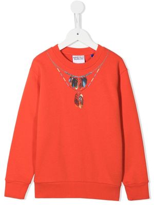 Marcelo Burlon County Of Milan Kids feather necklace-print sweatshirt - Red
