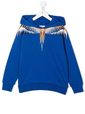 Marcelo Burlon County Of Milan Kids feather print cotton hoodie - Blue