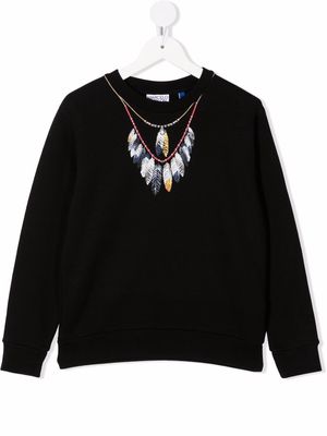 Marcelo Burlon County Of Milan Kids feather-print cotton sweatshirt - Black