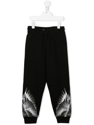 Marcelo Burlon County Of Milan Kids feather print cotton track pants - Black