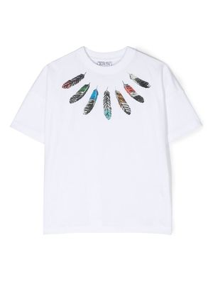 Marcelo Burlon County Of Milan Kids feather-print short-sleeved T-shirt - White