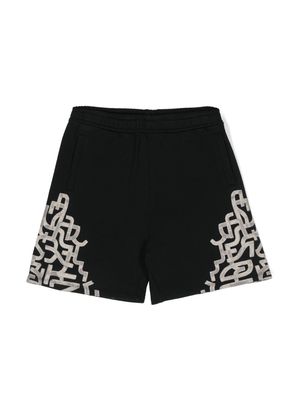 Marcelo Burlon County Of Milan Kids Graffiti Wings cotton shorts - Black