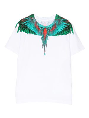 Marcelo Burlon County Of Milan Kids Green Wings cotton T-shirt - White
