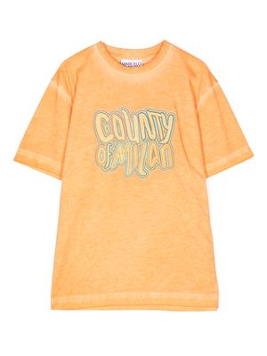 Marcelo Burlon County Of Milan Kids slogan print cotton T-shirt - Orange