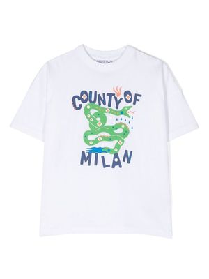 Marcelo Burlon County Of Milan Kids snake print short-sleeve T-shirt - White