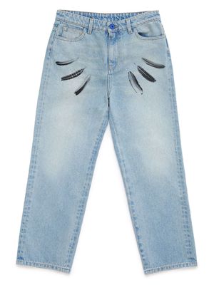 Marcelo Burlon County Of Milan Kids Wind Feathers straight jeans - Blue