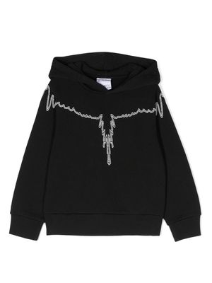 Marcelo Burlon County Of Milan Kids Wings-embroidered organic cotton hoodie - Black
