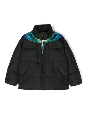 Marcelo Burlon County Of Milan Kids Wings-print quilted hooded jacket - Black