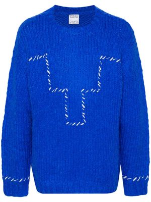 Marcelo Burlon County of Milan logo-embroidered chunky-knit jumper - Blue