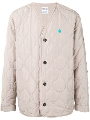 Marcelo Burlon County of Milan logo-embroidered quilted jacket - 6143 BEIGE TURQUOISE