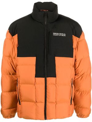 Marcelo Burlon County of Milan padded zip-up jacket - Orange