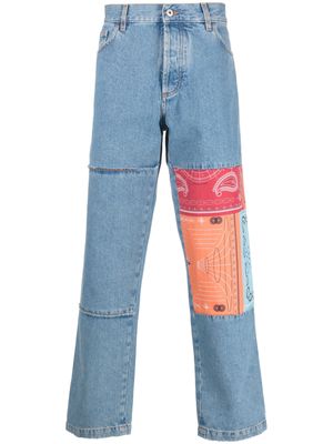 Marcelo Burlon County of Milan patchwork-detailing straight-leg jeans - Blue