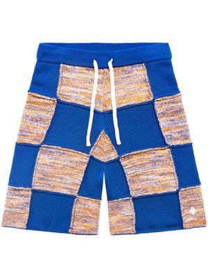 Marcelo Burlon County of Milan patchwork knitted track shorts - Blue