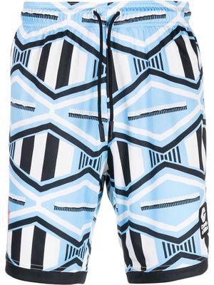 Marcelo Burlon County of Milan patterned drawstring track shorts - Blue